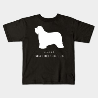 Bearded Collie Dog White Silhouette Kids T-Shirt